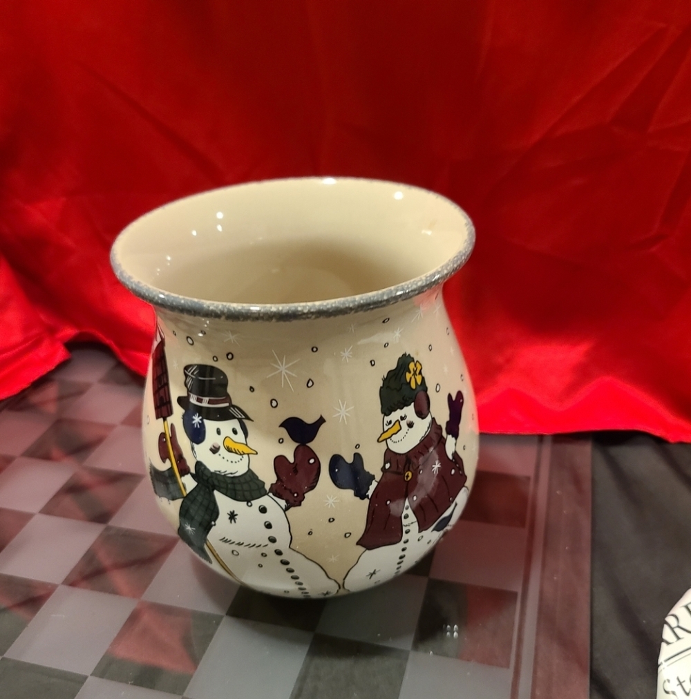 Festive Snowman Ceramic Vase Home And Garden Collection
